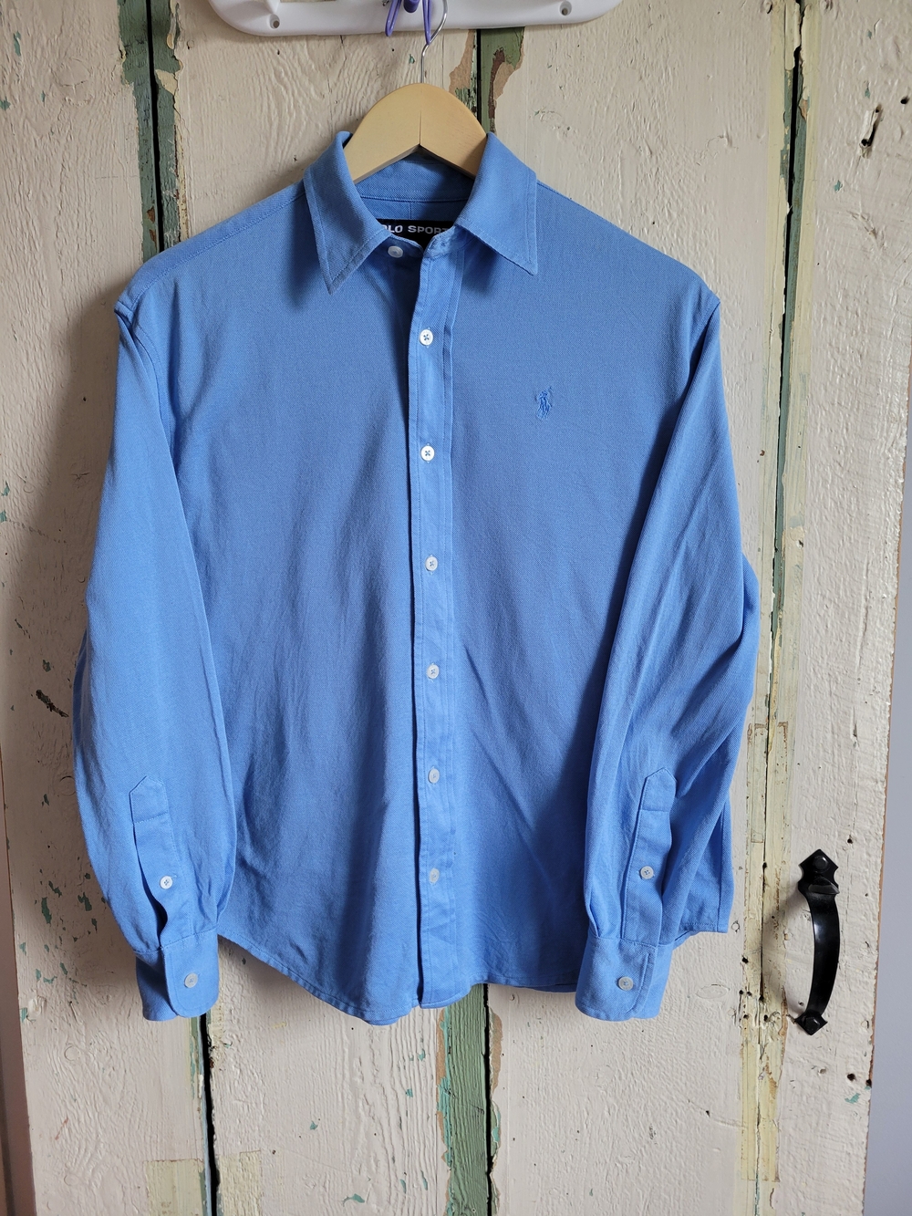 Polo by Ralph Lauren Sky Blue 100% Cotton Long-Sleeve Button-Down Knit Shirt